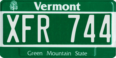 VT license plate XFR744
