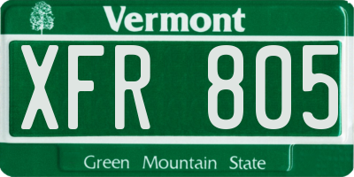 VT license plate XFR805