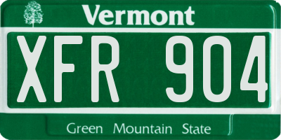 VT license plate XFR904