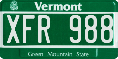 VT license plate XFR988