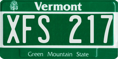 VT license plate XFS217