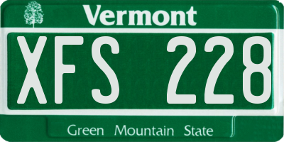 VT license plate XFS228