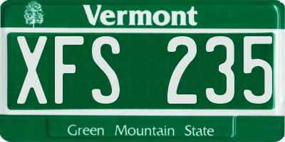 VT license plate XFS235