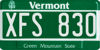 VT license plate XFS830