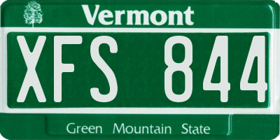 VT license plate XFS844