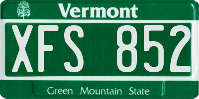 VT license plate XFS852