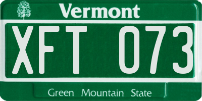 VT license plate XFT073