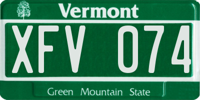 VT license plate XFV074
