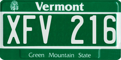 VT license plate XFV216