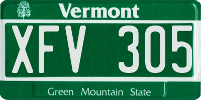 VT license plate XFV305