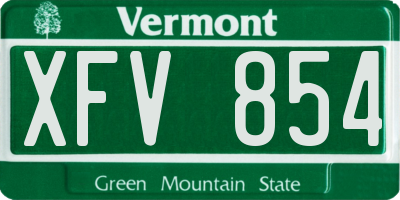VT license plate XFV854