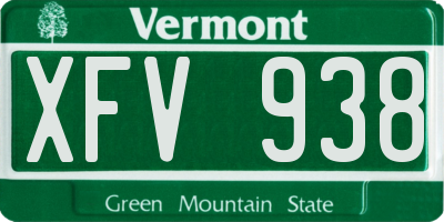 VT license plate XFV938