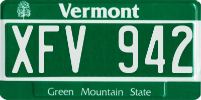 VT license plate XFV942