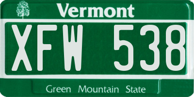 VT license plate XFW538