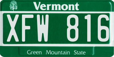 VT license plate XFW816
