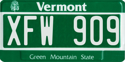 VT license plate XFW909
