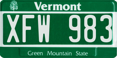 VT license plate XFW983