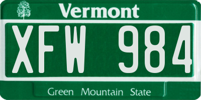 VT license plate XFW984