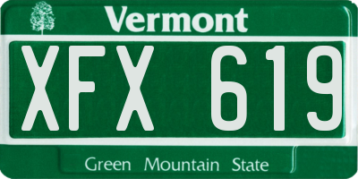 VT license plate XFX619