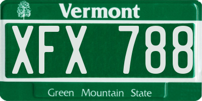 VT license plate XFX788
