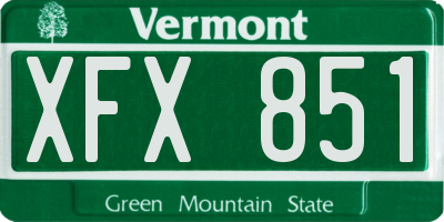 VT license plate XFX851
