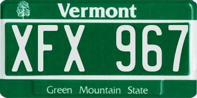 VT license plate XFX967