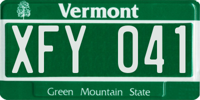 VT license plate XFY041