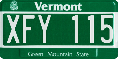 VT license plate XFY115
