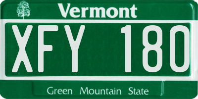 VT license plate XFY180