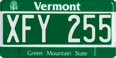 VT license plate XFY255