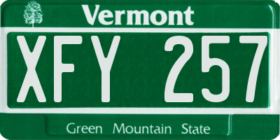 VT license plate XFY257