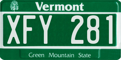 VT license plate XFY281