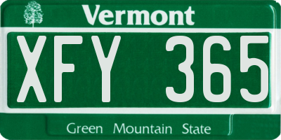 VT license plate XFY365