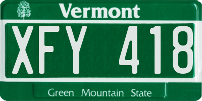 VT license plate XFY418