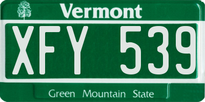 VT license plate XFY539