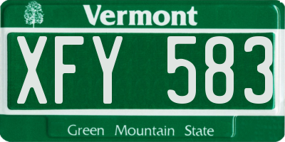 VT license plate XFY583