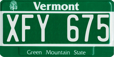 VT license plate XFY675