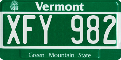 VT license plate XFY982