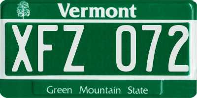 VT license plate XFZ072