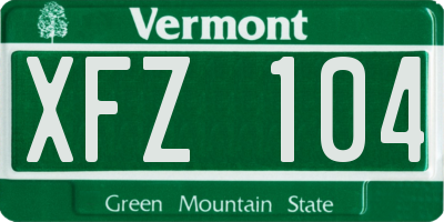 VT license plate XFZ104