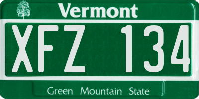 VT license plate XFZ134