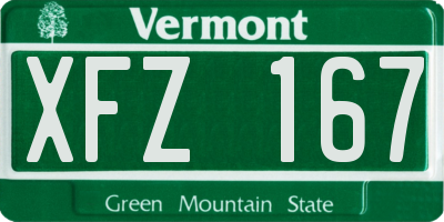 VT license plate XFZ167