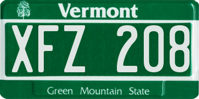 VT license plate XFZ208