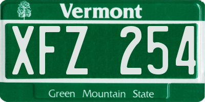 VT license plate XFZ254