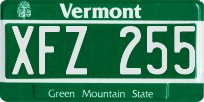 VT license plate XFZ255