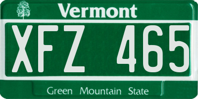 VT license plate XFZ465