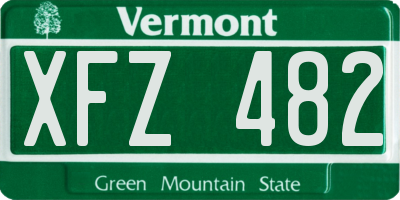 VT license plate XFZ482