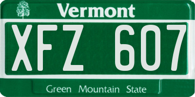 VT license plate XFZ607