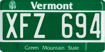 VT license plate XFZ694