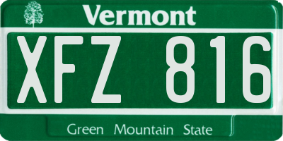 VT license plate XFZ816